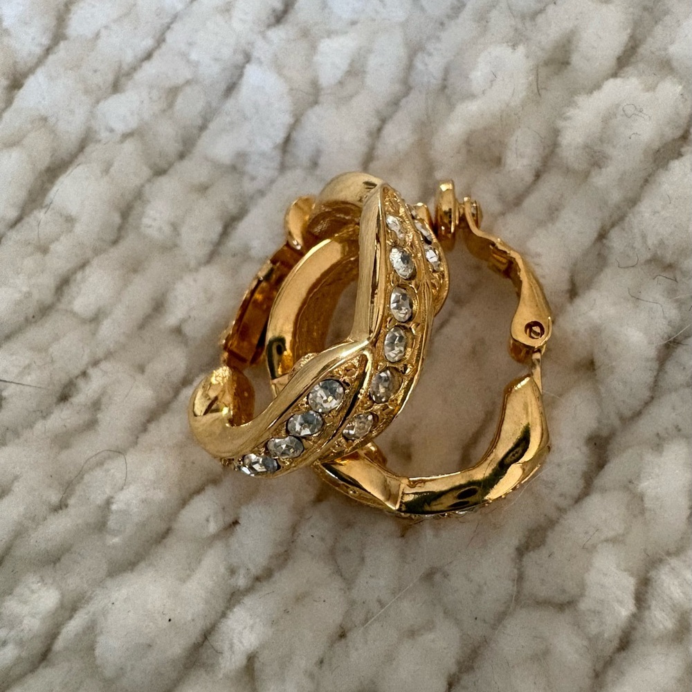 Givenchy Vintage Crystal Clip-On Hoop Earrings